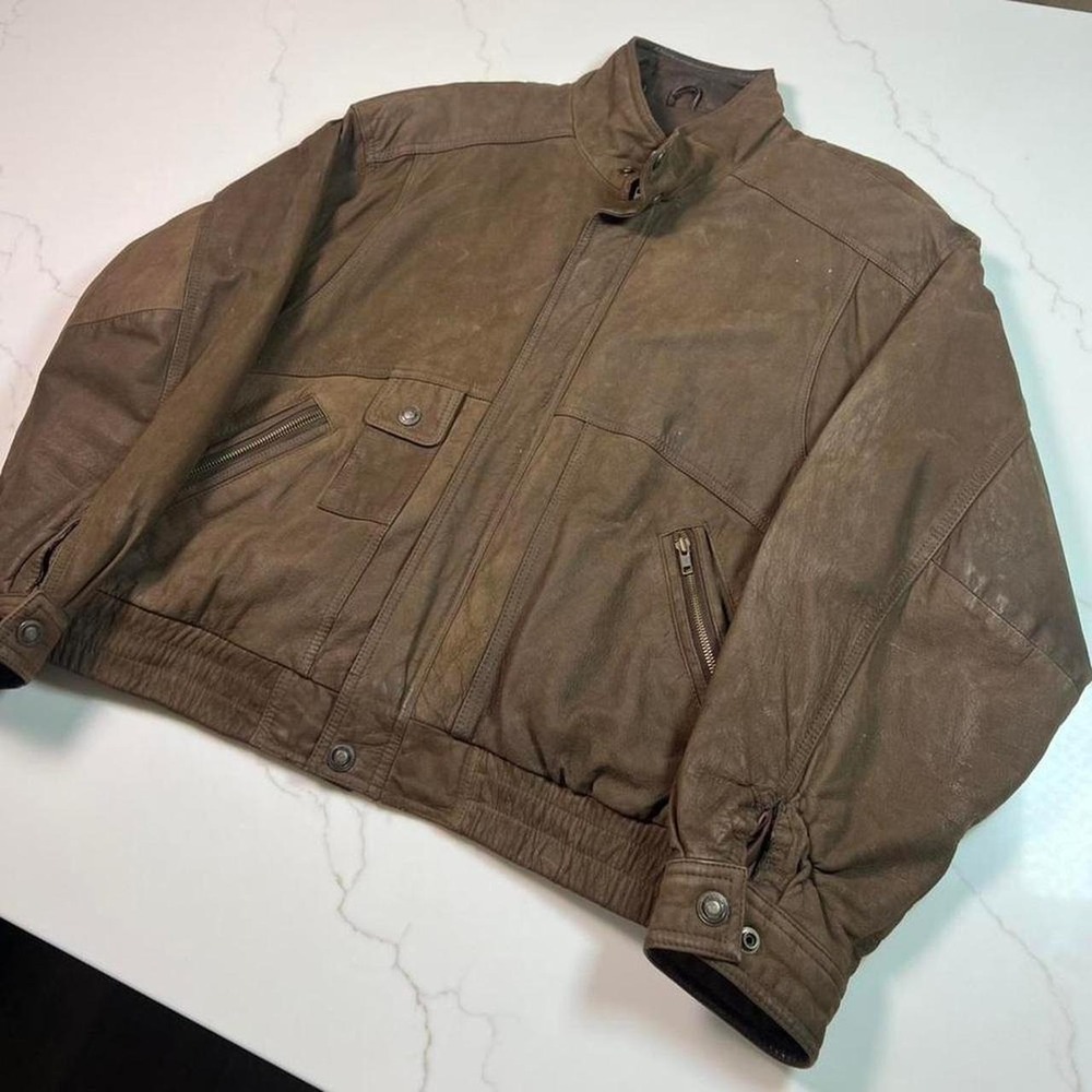 Adventure‎ Bound Wilsons Leather Bomber Jacket Mens XL Brown Thinsulate Vintage